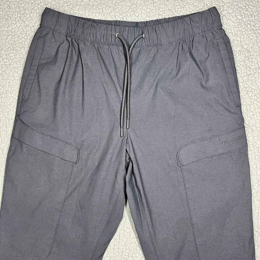 Messi Collection Mens Small Black Cargo Jogger Pants Tapered Athletic Stretch